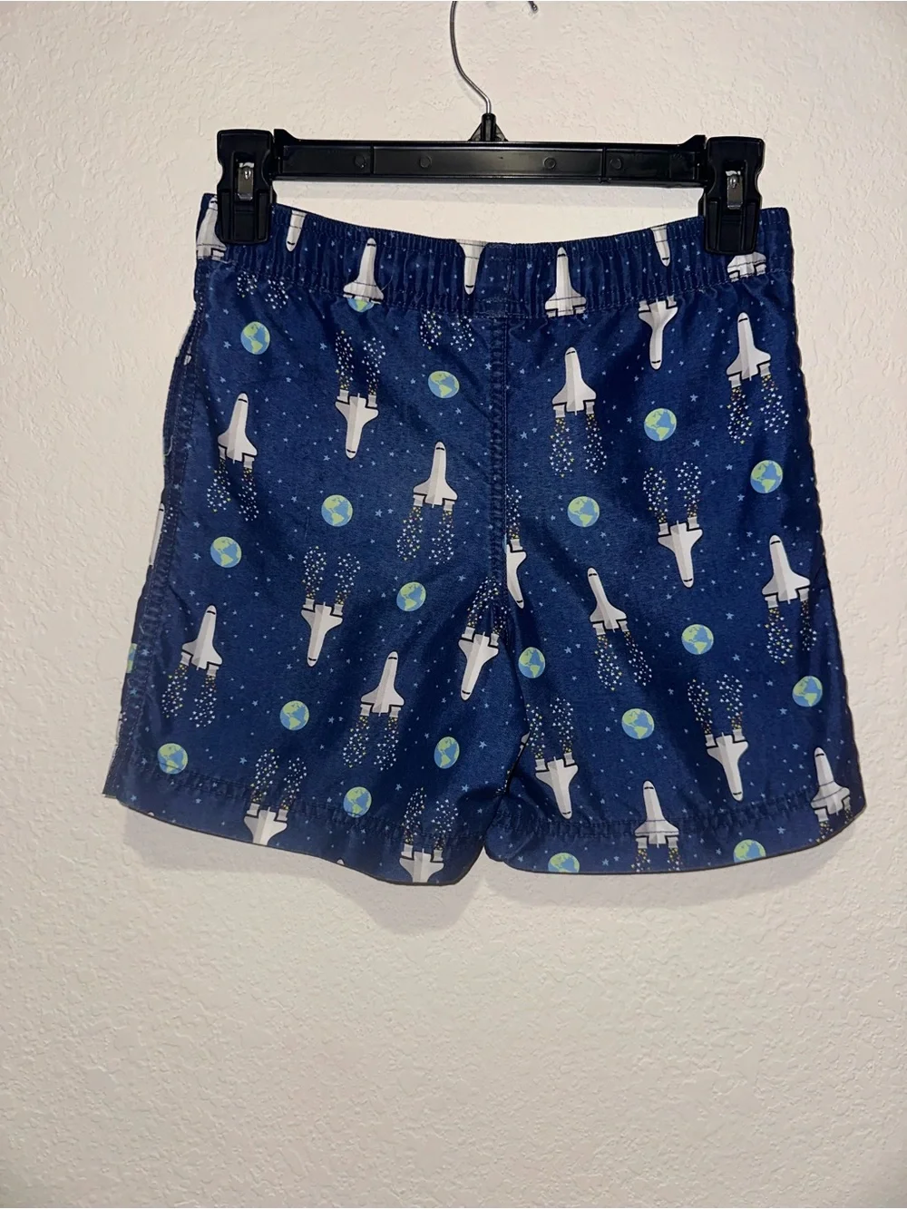 Hanna Andersson Kids Navy Space Shuttle and Earth Swim Trunks Size 120 cm 6-7